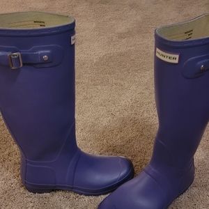 Purple Hunter tall boots with socks Size 8